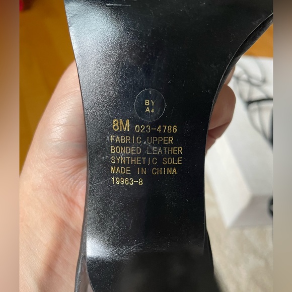 Lace up ankle black and silver heels. - Picture 6 of 7